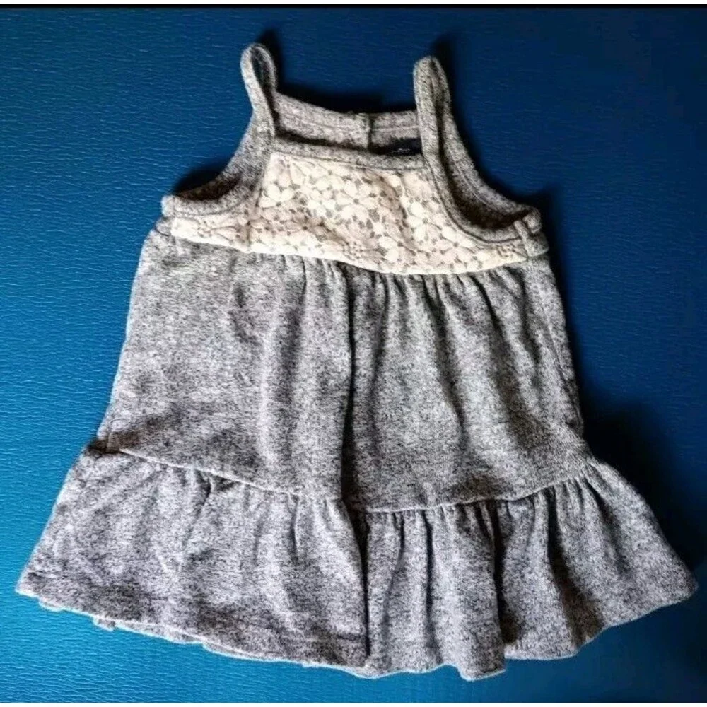 Dress 3 To 6 months girls Baby Gap infant Gray Tank with Lace Insert wear